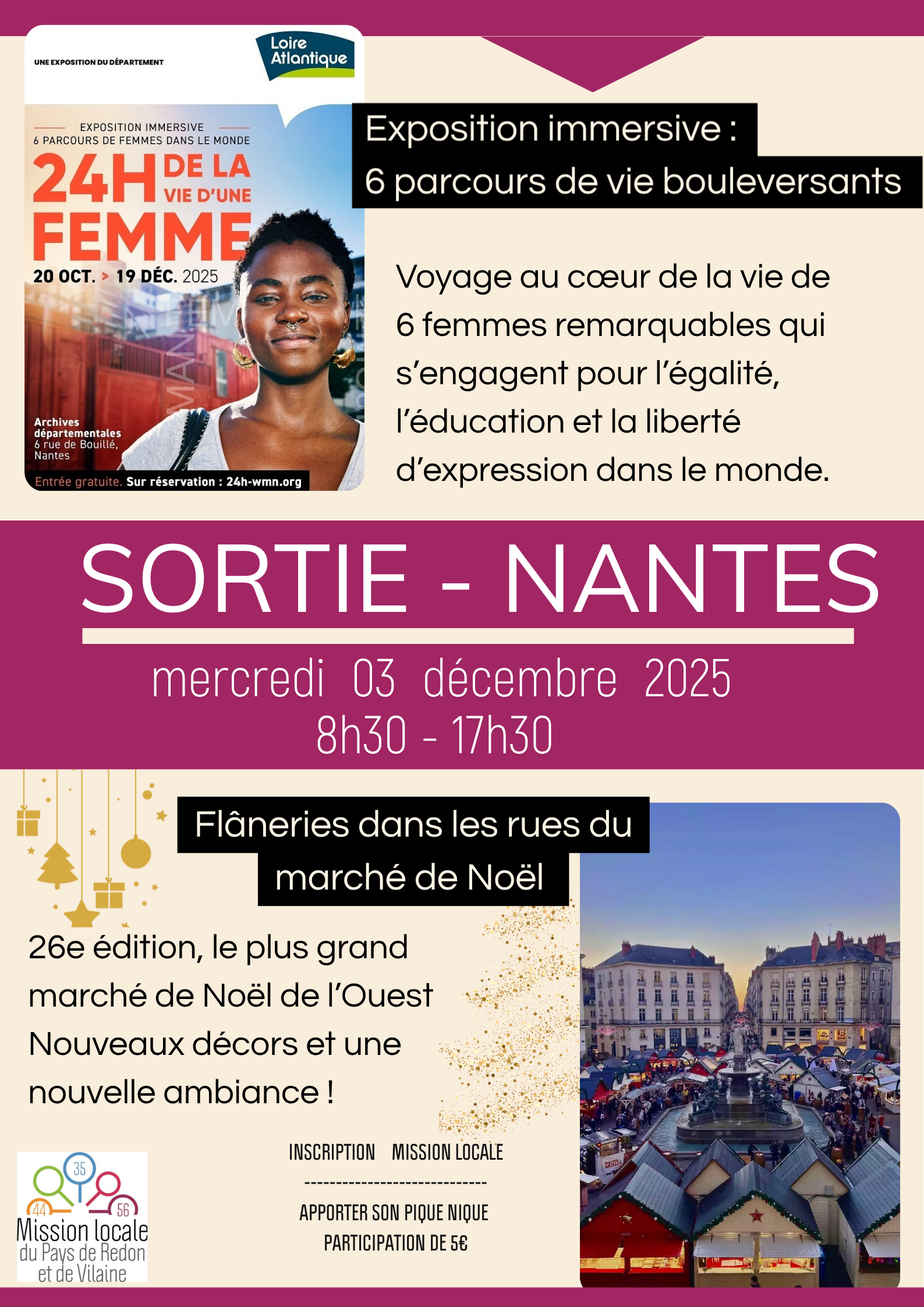 Sortie à Nantes : visite expo et les marchés de Noël